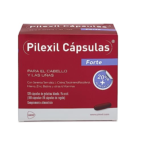 PILEXIL CAPSULAS - Pilexil Cápsulas Forte 100 Unidades,Complementos Alimenticios, con Vitaminas y Minerales, Nutre el Cabello, para Hombres y Mujeres