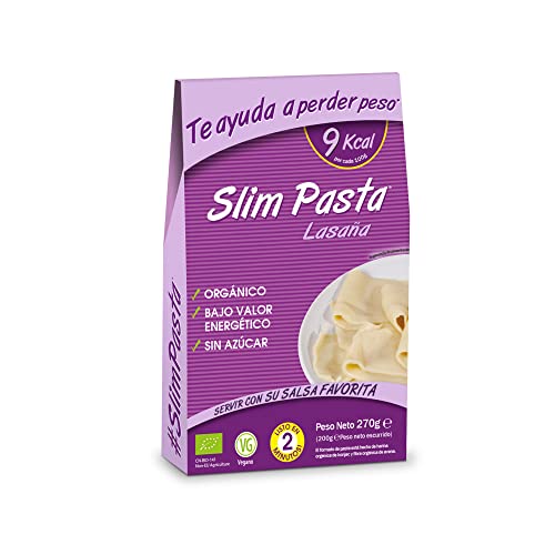 Slim Pasta - Placas de Lasaña de Konjac - 270 g - Pasta Vegana Muy Baja en Calorías - Ideal para Dieta Keto - Elaborado con Agua Purificada, Fibra de Avena y Harina de Konjac - Pasta Efecto Saciante