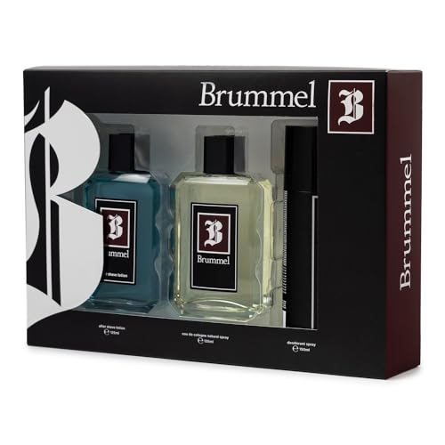 BRUMMEL - Clásica, Perfume 125 ml + After Shave 125 ml + Desodorante en Spray 150 ml, Estuche de Regalo para Hombre, Pack 3 Masculino, Fragancia Especiada y Amaderada, de Larga Duración