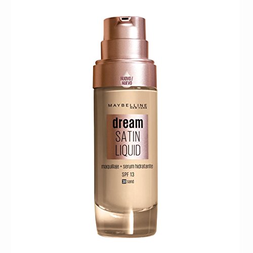 MAYBELLINE Base de Maquillaje con Sérum Hidratante Dream Satin Liquid, Tono 030 Sand, 1 Unidad (Paquete de 1)