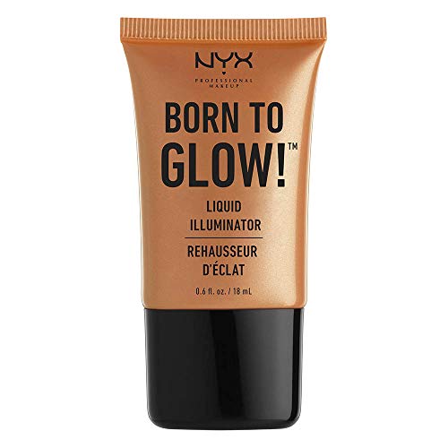 NYX Professional Makeup Iluminador líquido Born to Glow Liquid Illuminator, Maquillaje fluido con brillo, Iluminador, Base de maquillaje, Fórmula vegana, Tono: Pure Gold