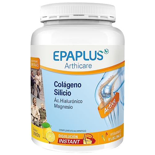 EPAPLUS Arthicare, Colágeno Hidrolizado con Silicio y Ácido Hialurónico, Disolución Instant Sabor Limón, Tratamiento 30 Días, 330g