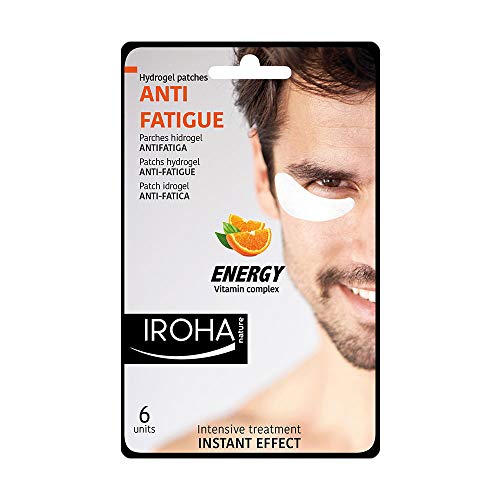 Iroha Nature - Parches Hidrogel para Ojos, Antifatiga con Vitamina C, para Hombres, 6 unidades | Parches Hydrogel Antifatiga Hombre Vitamin Complex