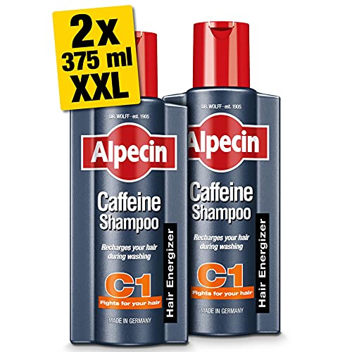 Alpecin Caffeine Shampoo C1 2x 375ml | Champu anticaida hombre y con cafeina | Tratamiento para la caida del cabello | Alpecin Shampoo Anti Hair Loss Treatment Men