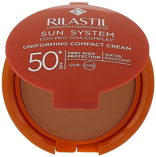 Rilastil Sun System - Base Compacta con Spf 50+, Corrige Imperfecciones y Unifica el Tono, Resistente al Agua - Tono Bronze, 10 Gramos