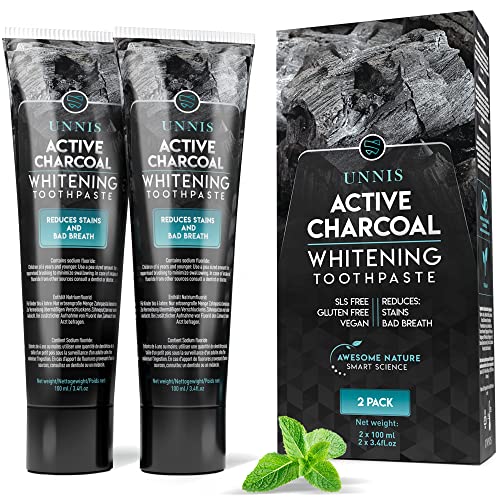 Blanqueador Dental Profesional Blanqueamiento Dental 2 Pack Carbon Activado Dientes Blancos Carbon Activo Pasta de Dientes Blanqueante Limpieza Activated Charcoal Teeth Whitening Toothpaste