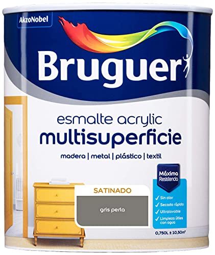 Bruguer Acrylic Multisuperficie Esmalte al agua Satinado Gris Perla 750 ml