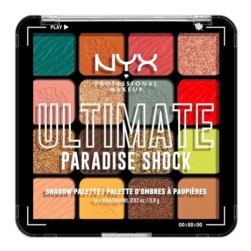 NYX Professional Makeup Paleta de Sombras de Ojos Ultimate Shadow Palette, 16 Sombras Ultra-Pigmentada, Larga Duración, Fórmula Vegana, Tropic Shock