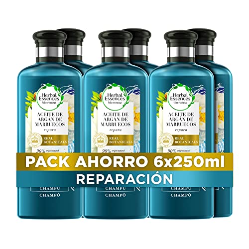 Herbal Essences Champú Reparador Con Aceite De Argán, Para Pelo Seco Y Dañado, 6x250ml