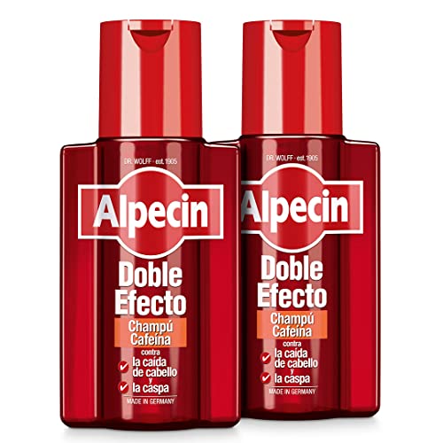 Alpecin Double Effect 2x 200 ml | Champu anticaida hombre y anticaspa hombre | Alpecin Champu con cafeina tratamiento para la caida del cabello y caspa