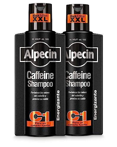 Alpecin Caffeine C1 Black Edition Shampoo para Hombres con Nueva Fragancia 2x 375ml | Champú para el Crecimiento del Cabello | Champú para un Cabello Natural y Fuerte | Cuidado del Cabello